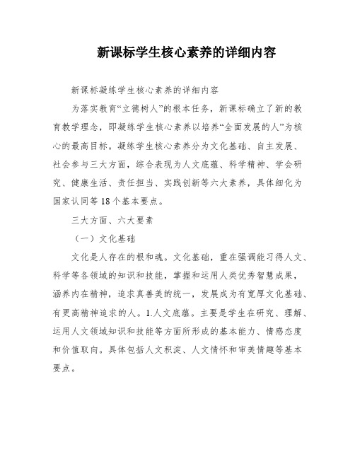 新课标学生核心素养的详细内容