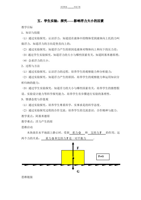 《学生实验：探究——影响浮力大小的因素》参考教案