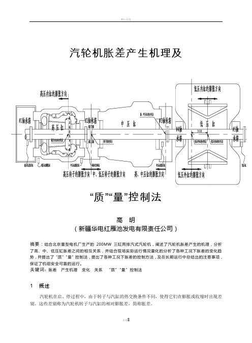 汽轮机胀差产生机理及质量控制法