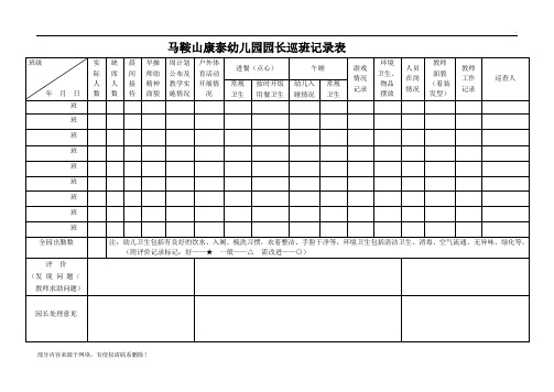 幼儿园园长巡班记录表