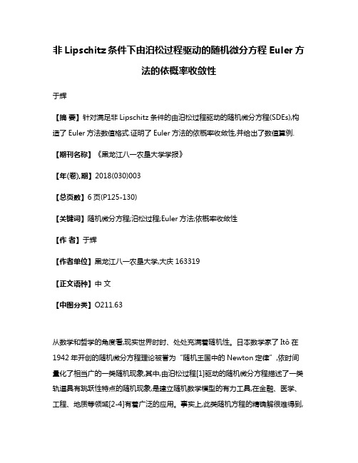 非Lipschitz条件下由泊松过程驱动的随机微分方程Euler方法的依概率收敛性