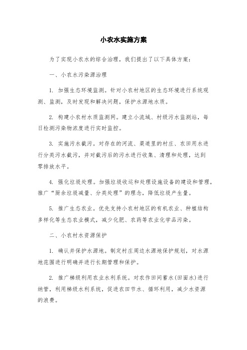 小农水实施方案