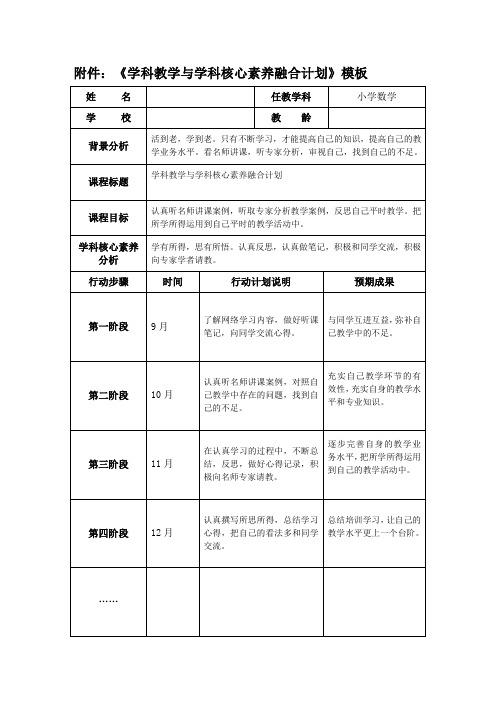 学科教学与学科核心素养融合计划