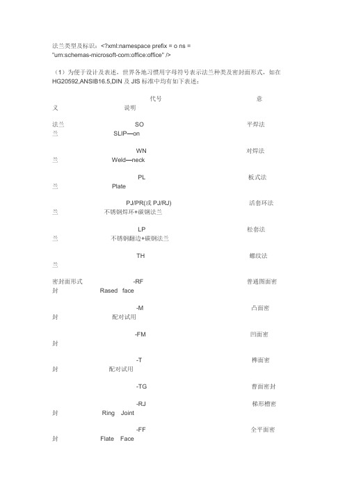 法兰类型及标识