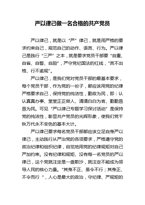 严以律己做一名合格的共产党员