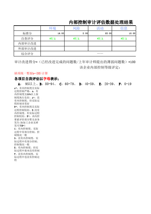 企业内部控制自评数据表