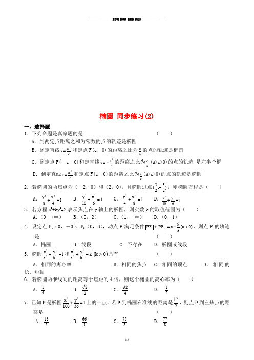 苏教版高中数学选修1-1椭圆同步练习(2).docx