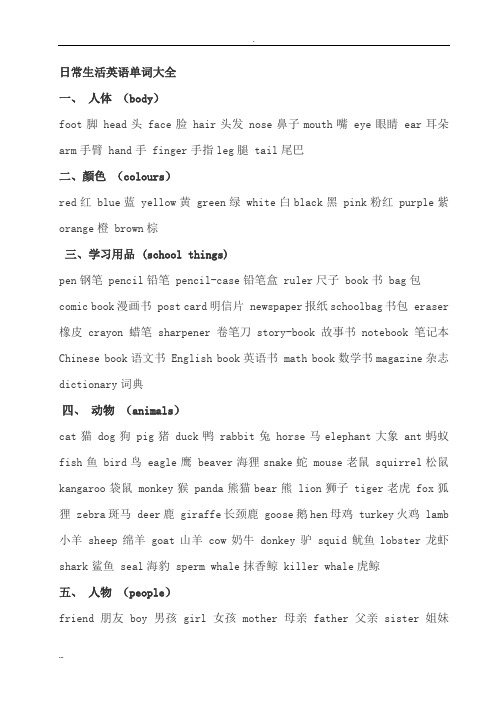 日常生活英语单词大全加天气现象词汇及句子