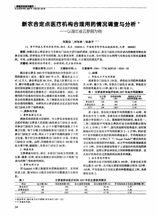 新农合定点医疗机构合理用药情况调查与分析——以湖北省云梦县为例