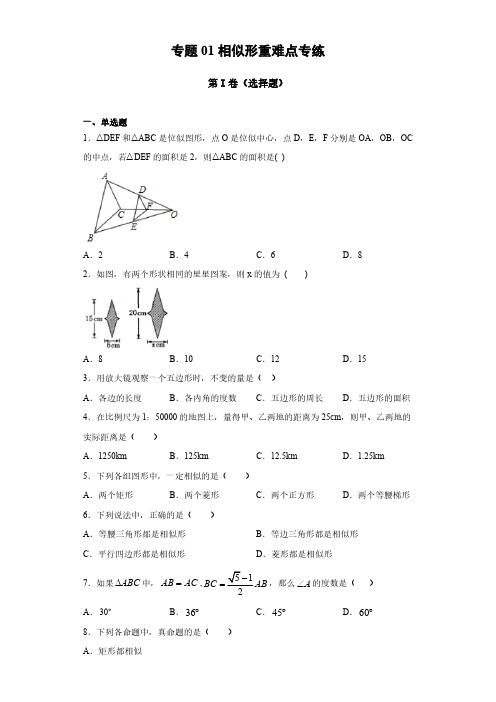 专题01 相似形重难点专练