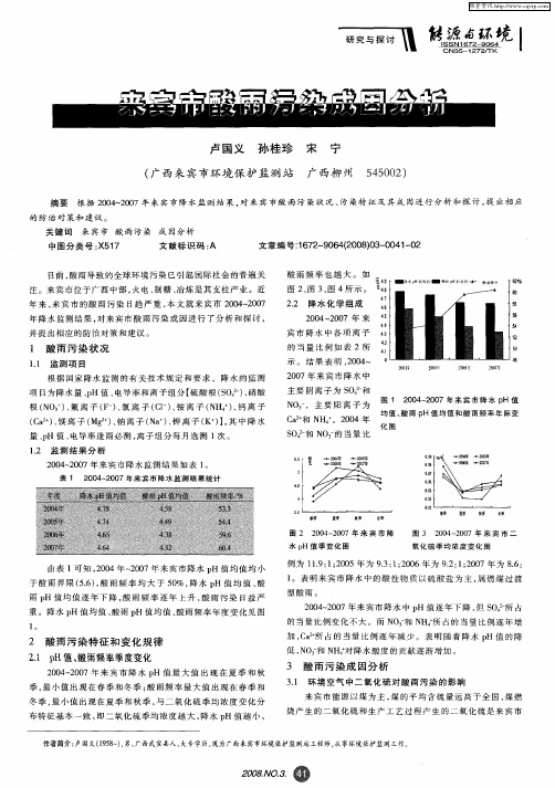 来宾市酸雨污染成因分析