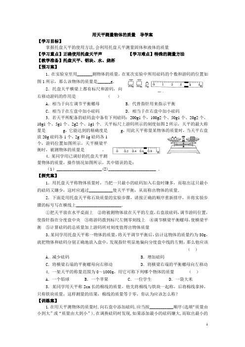 2.2.物体的质量及其测量 导学案2