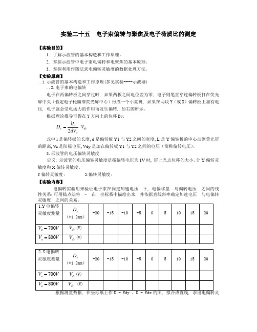 实验二十五  电子束偏转与聚焦及电子荷质比的测定