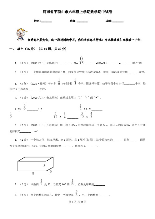 河南省平顶山市六年级 上学期数学期中试卷