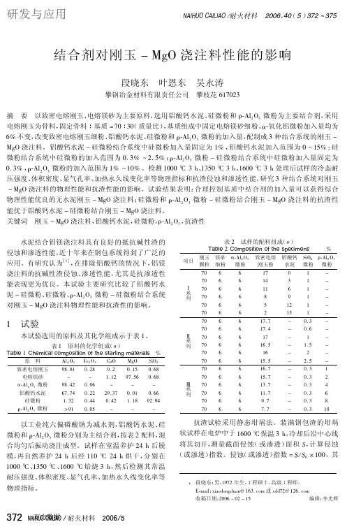 结合剂对刚玉MgO浇注料性能的影响