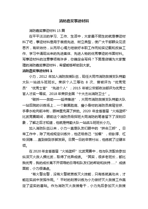 消防嘉奖事迹材料