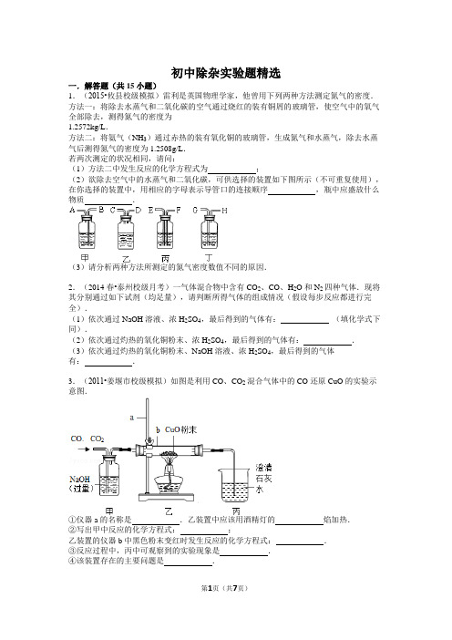 除杂专题练习(含答案)初中化学