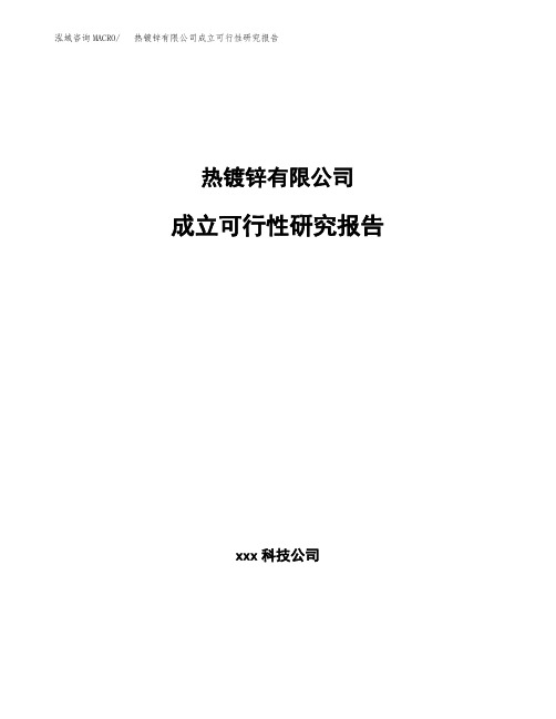 热镀锌有限公司成立可行性研究报告 (1)