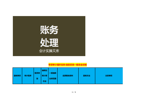 专项审计-信息系统一般安全控制审计内容