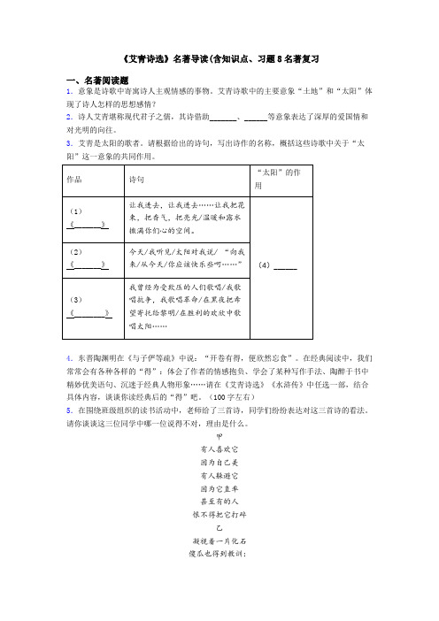 《艾青诗选》名著导读(含知识点、习题8名著复习