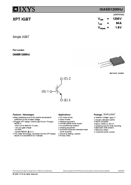 IXA55I1200HJ IGBTXPT IGBT 产品说明书