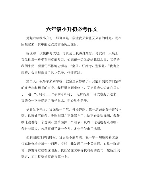 六年级小升初必考作文