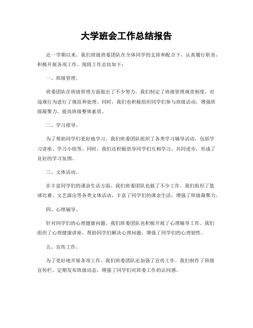 大学班会工作总结报告