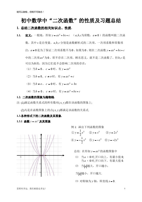 总结二次函数的相关知识点