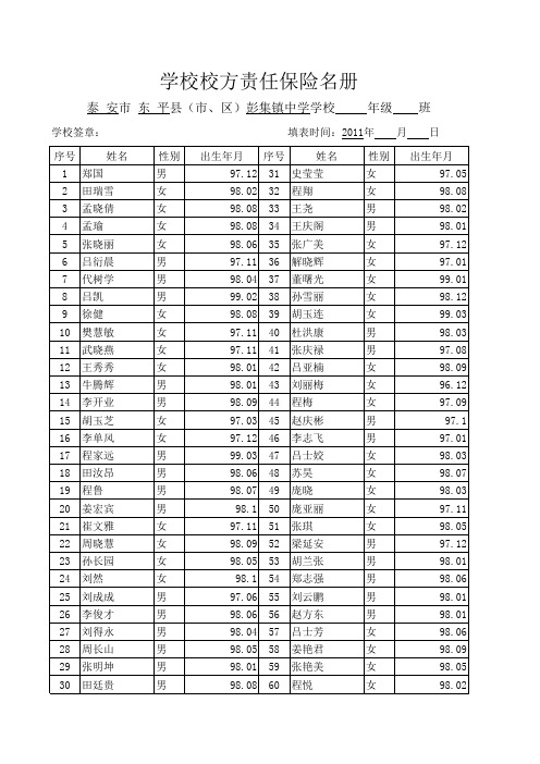 学校校方责任险名册