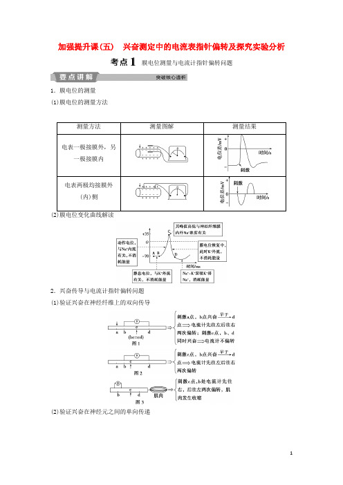 2019届高考生物一轮复习第八单元生命活动的调节加强提升课(五)兴奋测定中的电流表指针偏转及探究实验分析