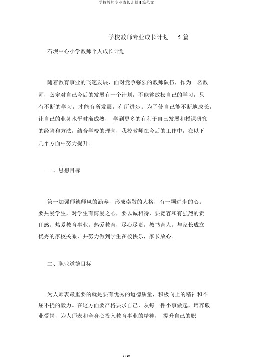 学校教师专业成长计划5篇范文