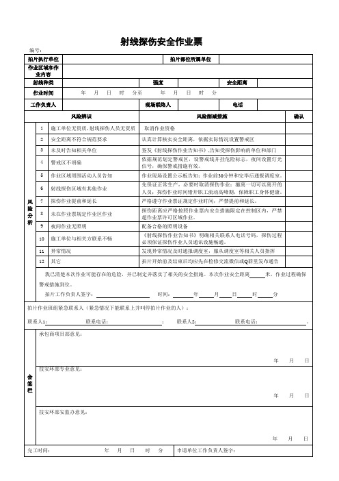 附录11射线探伤安全作业票