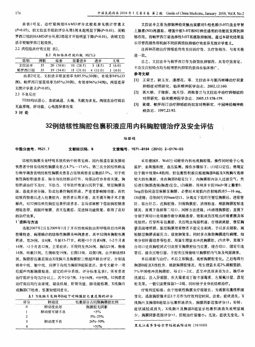 32例结核性胸腔包裹积液应用内科胸腔镜治疗及安全评估