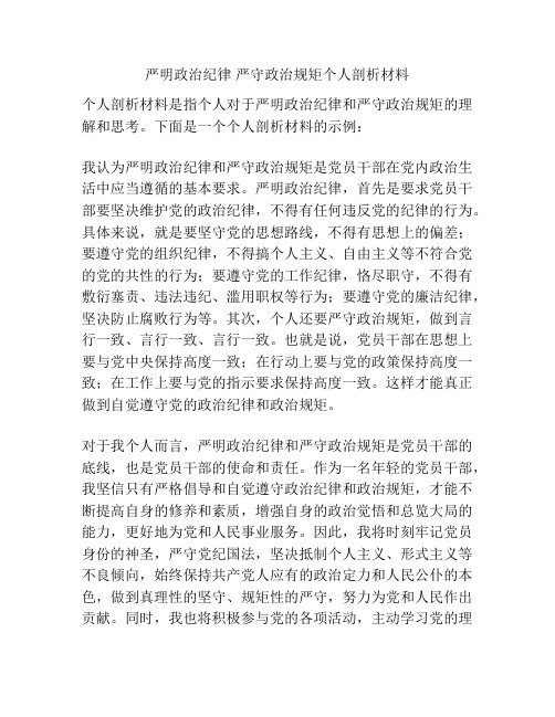 严明政治纪律 严守政治规矩个人剖析材料