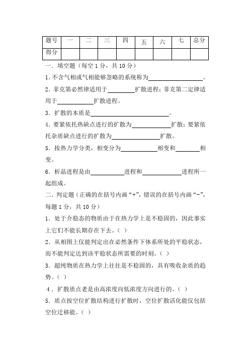 03材无机材料科学基础试卷A
