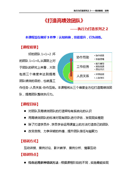 执行力打造系列之2. 打造高绩效团队