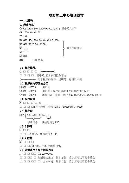 卧式牧野加工中心培训资料