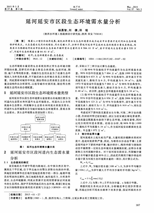 延河延安市区段生态环境需水量分析