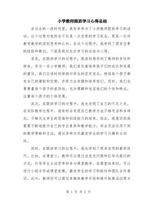 小学教师跟班学习心得总结