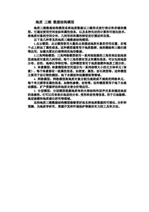 地质 三维 数据结构模型