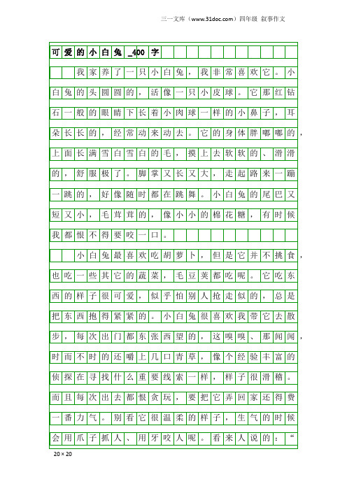 四年级叙事作文：可爱的小白兔_400字_4