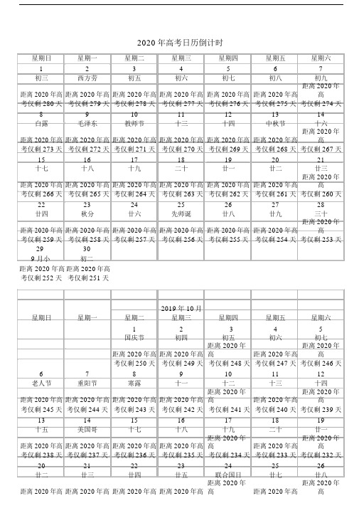 最新2020年高考日历倒计时.doc