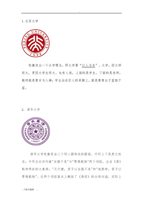 国内著名大学校标和含义