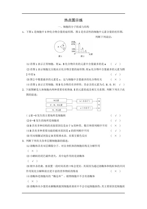 2015届高三生物二轮优化训练：热点图示练1 细胞的分子组成与结构