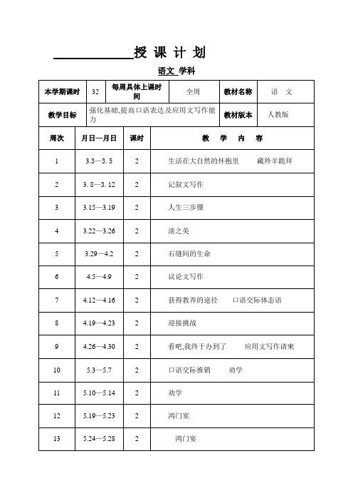 职高语文第二册电子教案