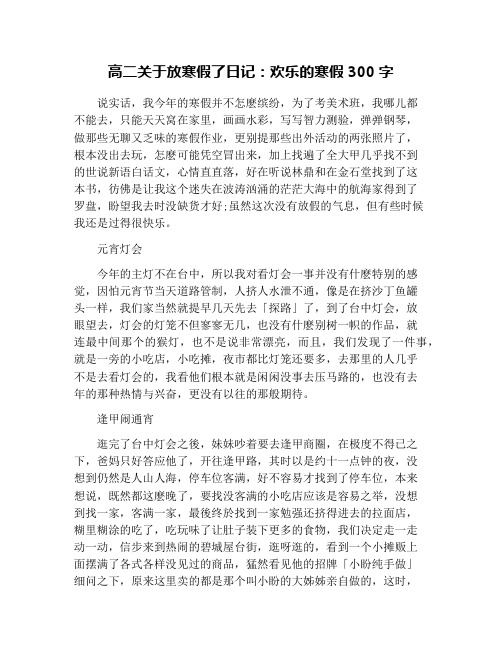 高二关于放寒假了日记：欢乐的寒假300字