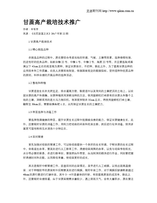 甘蔗高产栽培技术推广