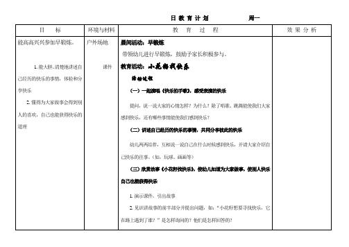 第19周教育计划中班教案