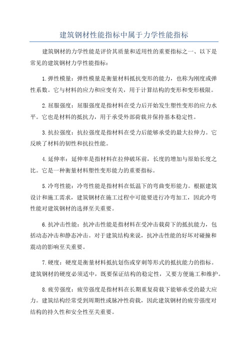 建筑钢材性能指标中属于力学性能指标