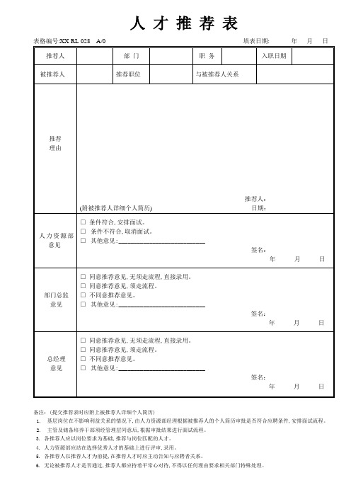 人才推荐表